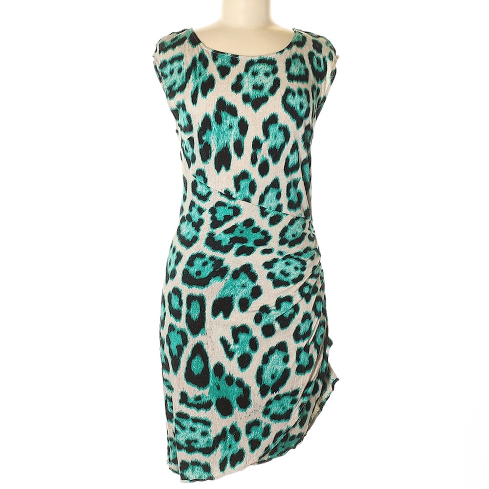 EUC | INC | Green/Teal Leopard Print Dress | Size Medium